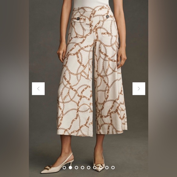 Maeve/Anthropologie Printed Palazzo Cropped Wide Leg Pants Size 12. NWT - Picture 1 of 16